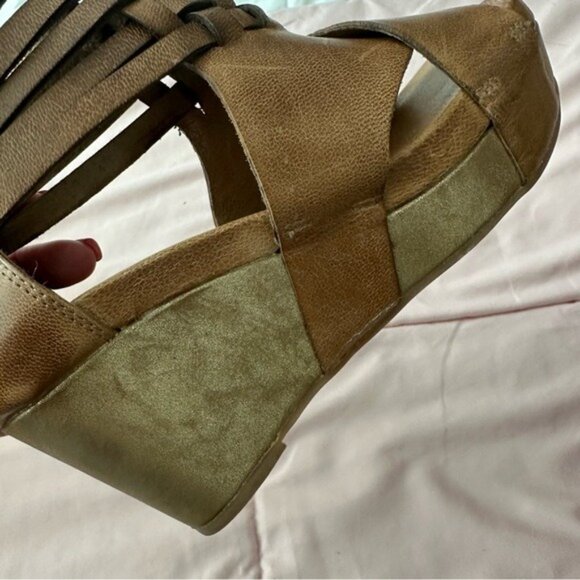 Antelope Tavi Tan Leather Wedge Sandals Women’s 7 Rustic Chic Summer Style - Picture 9 of 14